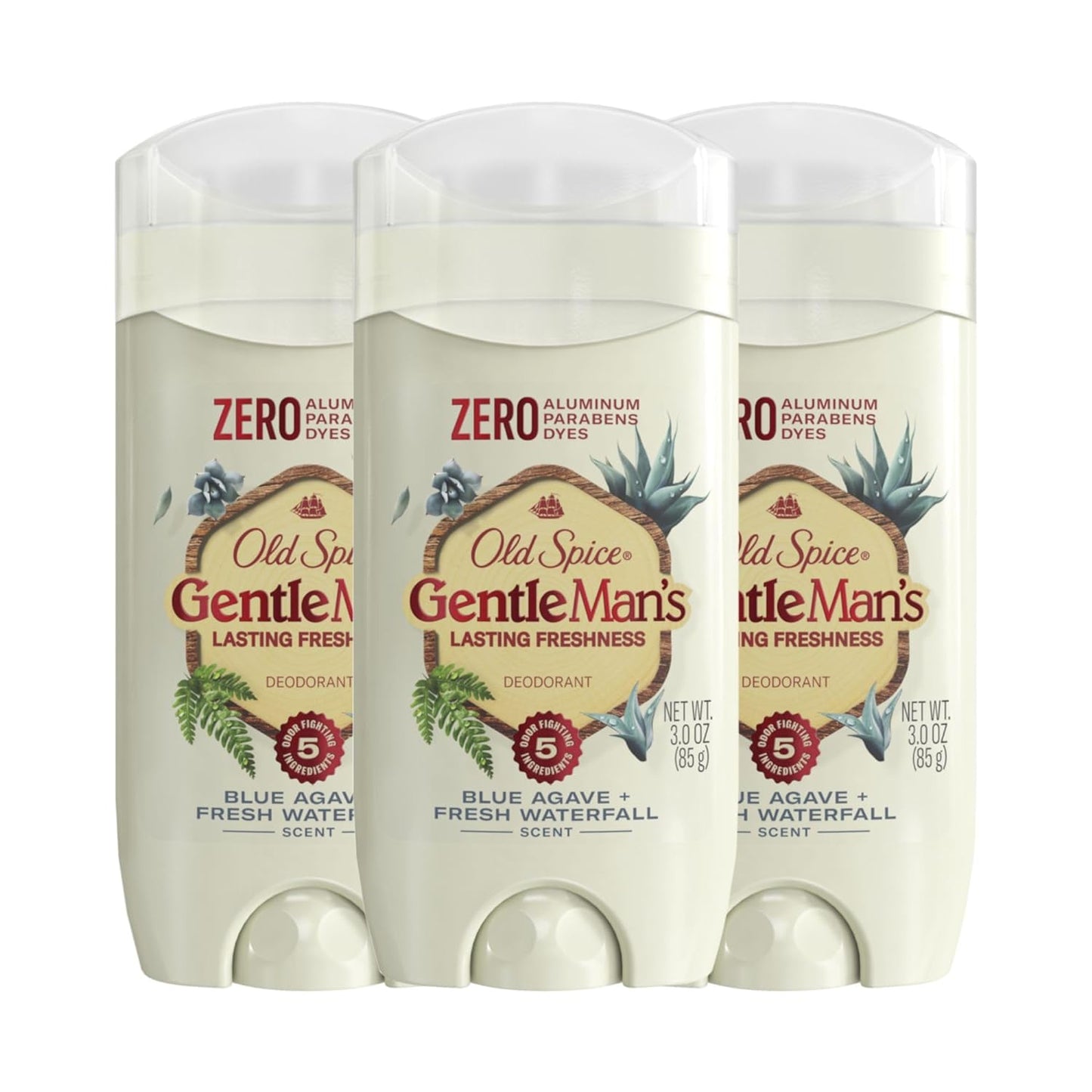 Old Spice GentleMan's Collection Deodorant, Blue Agave & Fresh Waterfall Scent, 3.0 oz (Pack of 3)