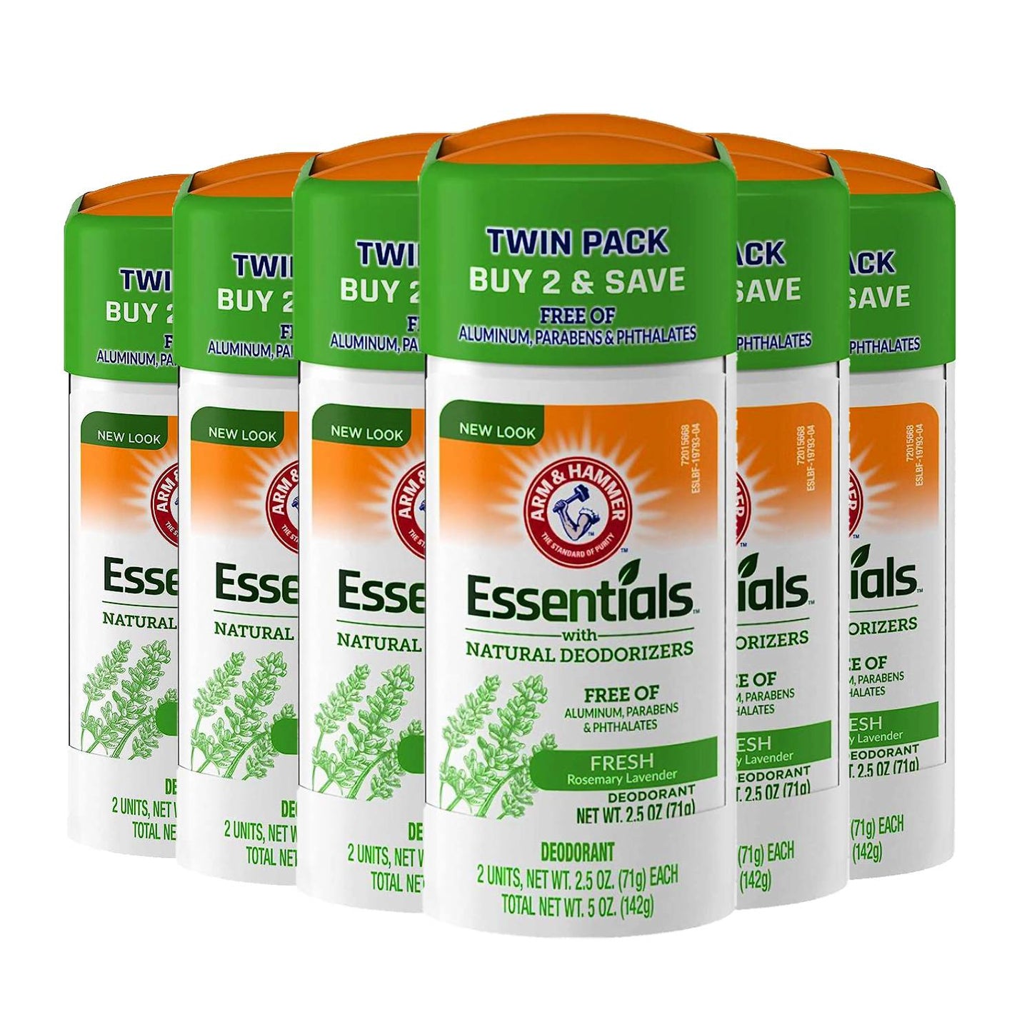 Arm & Hammer Essentials Natural Deodorant Fresh Rosemary Lavender Natural Twin Pack - 2.5 oz - 6 Pack
