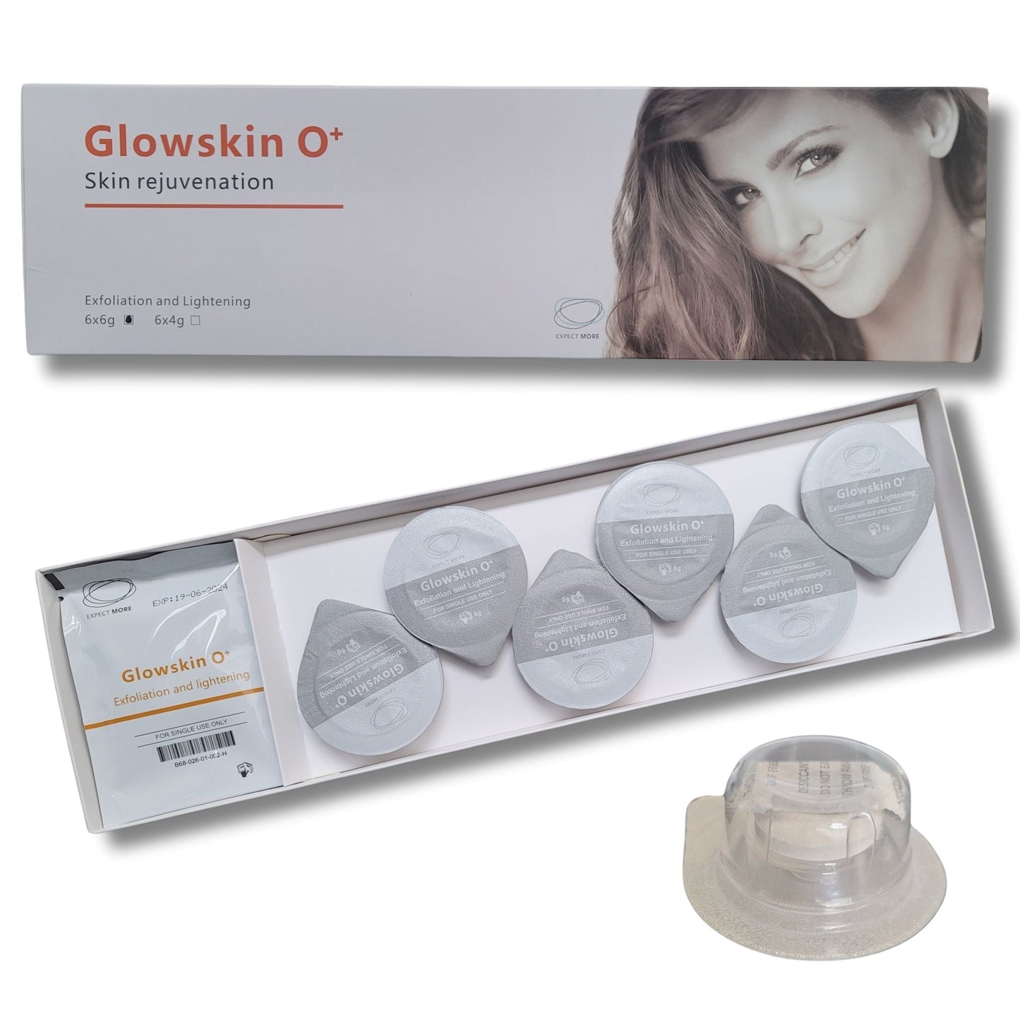 Oxygen Facial Pods - Glowskin O2 Lightening Facial Kit - 6 pods and 6 serum gel for Bohr Effect