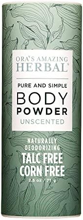 Fragrance Free Body Powder, Scent Free Powder, Unscented Talc Free Talcum Powder, After Waxing, Sugaring, Foot Powder, Unscented Dry Shampoo, Domestic Clay Powder and Arrowroot, Made in USA, Ora’s
