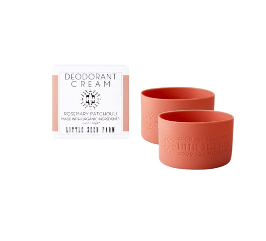 Little Seed Farm All Natural Deodorant Cream, Aluminum Free Deodorant for Women or Men, 2.4 Ounce - Rosemary Patchouli + Terracotta Red Jar Sleeves