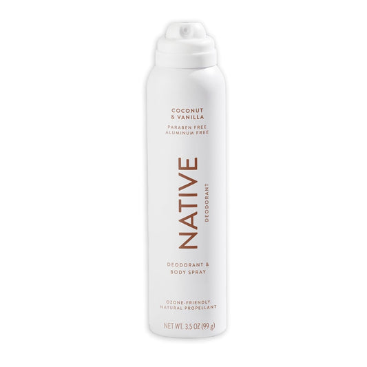 Native Deodorant Body & Spray Contains Naturally Derived Ingredients | Deodorant for Women and Men, All Day Odor Protection, Aluminum and Hydrocarbon Propellant Free | Coconut & Vanilla
