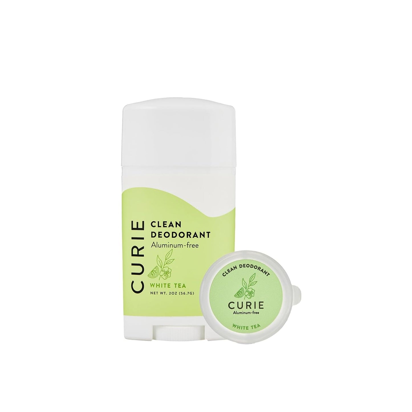 Curie Aluminum Free Deodorant - White Tea Stick and Travel Mini - Natural Deodorant, Paraben Free, Cruelty Free, Non-Toxic, Female Founded