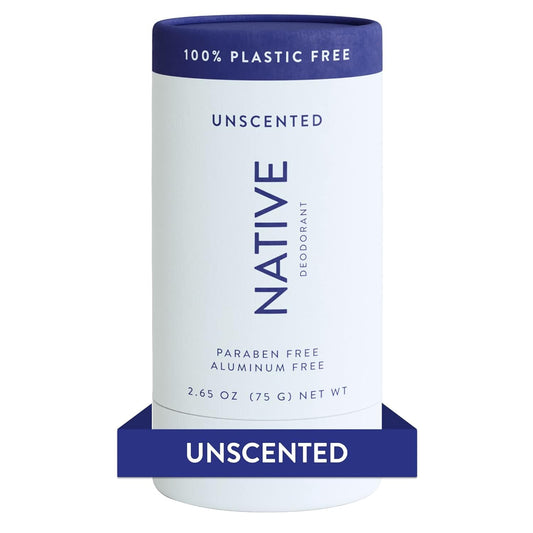 Native Plastic Free Deodorant Contains Naturally Derived Ingredients | Deodorant for Women and Men, Aluminum Free with Baking Soda, Probiotics, Coconut Oil and Shea Butter | Unscented