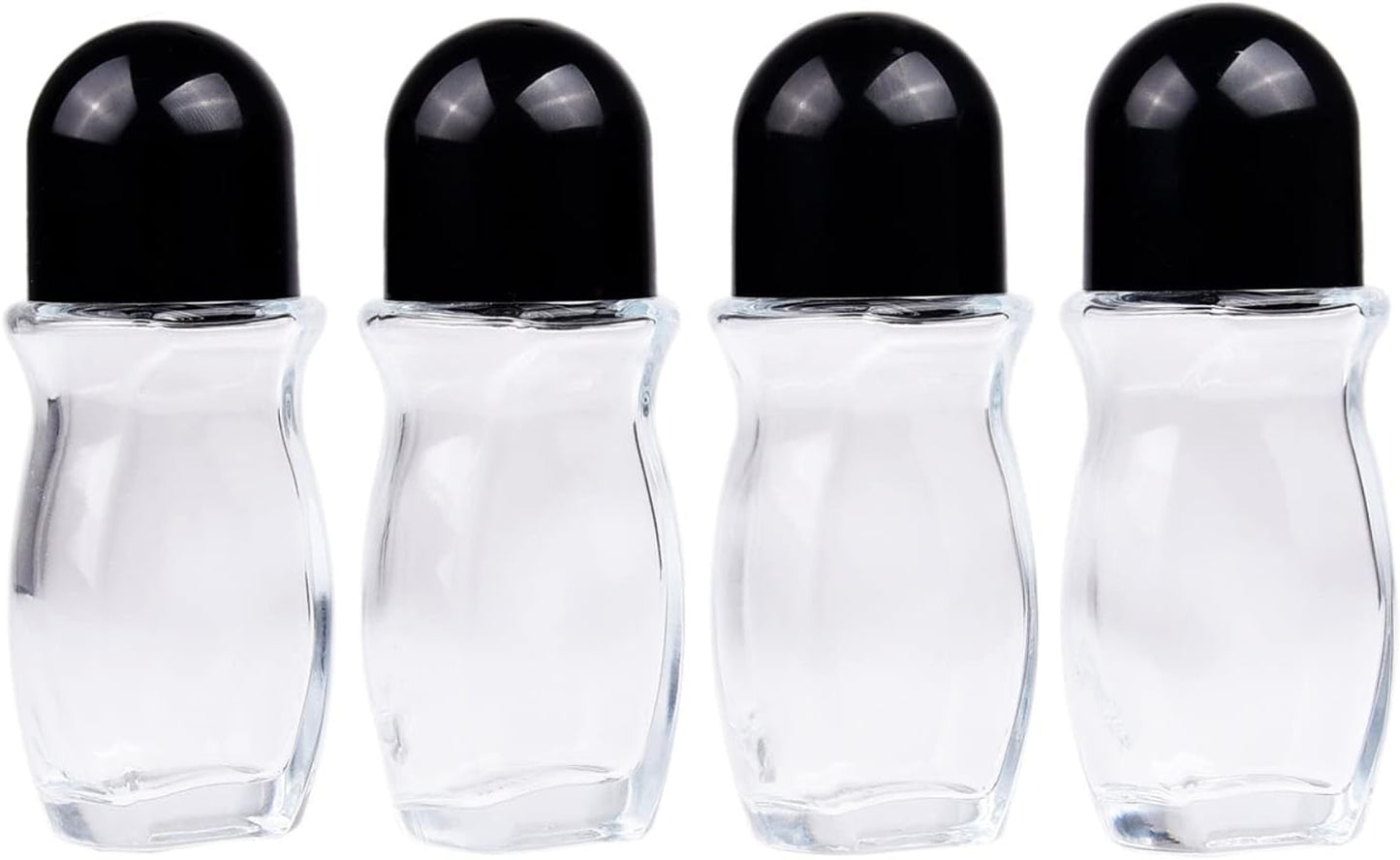 Kare & Kind Refillable Glass Roll-On Deodorant Bottles (4-Pack) - Empty - 1.7 Oz (50 ml) - With Stickers - Twist Cap - For Homemade Natural Deodorant, Sunscreen, Moisturizer, etc.