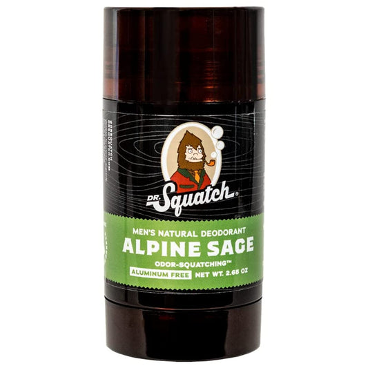 Dr. Squatch Natural Deodorant for Men – Odor-Squatching Men's Deodorant Aluminum Free - Alpine Sage 2.65 oz (1 Pack)