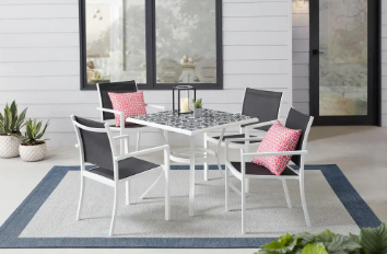 StyleWell Marivaux Black and White Outdoor Patio Black Sling Chairs (Chairs Only) - $90