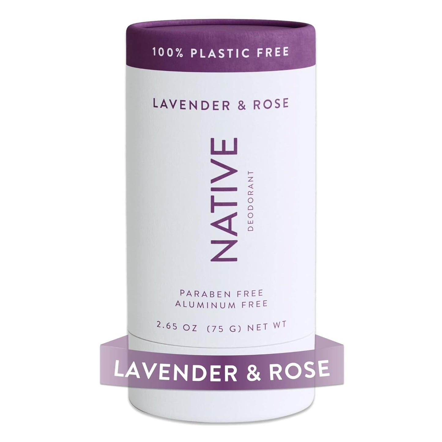 Native Plastic Free Deodorant Contains Naturally Derived Ingredients | Deodorant for Women and Men, Aluminum Free with Baking Soda, Probiotics, Coconut Oil and Shea Butter | Lavender & Rose