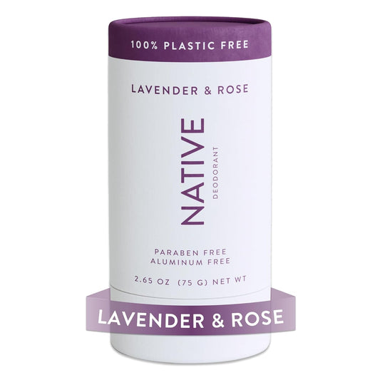 Native Plastic Free Deodorant Contains Naturally Derived Ingredients | Deodorant for Women and Men, Aluminum Free with Baking Soda, Probiotics, Coconut Oil and Shea Butter | Lavender & Rose