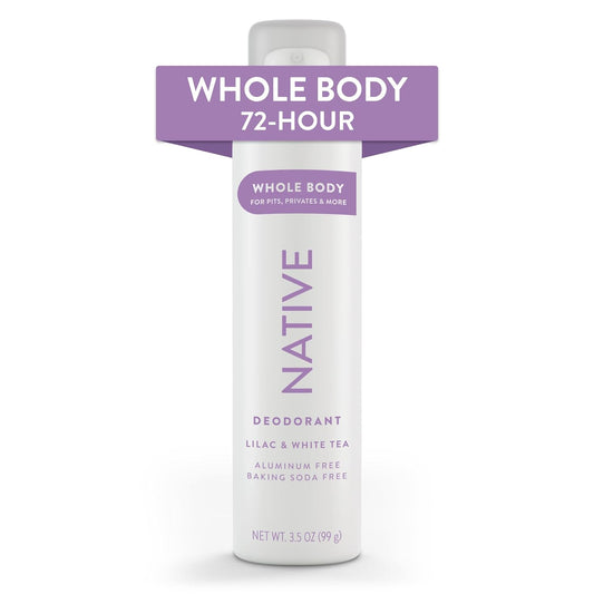 Native Whole Body Deodorant Spray Contains Naturally Derived Ingredients | Deodorant for Women and Men, 72 Hour Odor Protection, Aluminum Free with Coconut Oil and Shea Butter | Lilac & White Tea