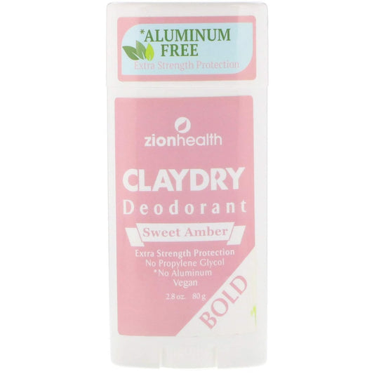 ClayDry Bold Sweet Amber Deodorant Zion Health 2.8 oz Stick