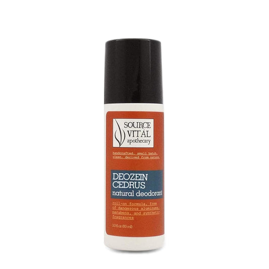 Deozein Cedrus Natural Deodorant Rollon by Source Vital Apothecary | No Residue | Odor Control for Men, Women & Teens | Evergreen Woods Scent | Vegan & Made with Mineral Salts, Babassu Oil | 3 fl oz