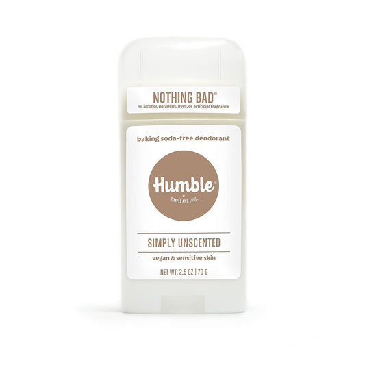 HUMBLE BRANDS Aluminum-Free Deodorant, Vegan and Cruelty- free, Formulated for Sensitive Skin, Simply Unscented, 2.5 Ounce (Pack of 1)