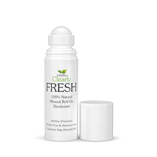 Clearly FRESH Natural Magnesium Roll On Deodorant | 24 hour Mineral Protection for Sensitive Skin with Aloe Vera | Without Aluminum, Parabens, Alcohol or Baking Soda | Geranium Sage (3 oz) (1 Pack)