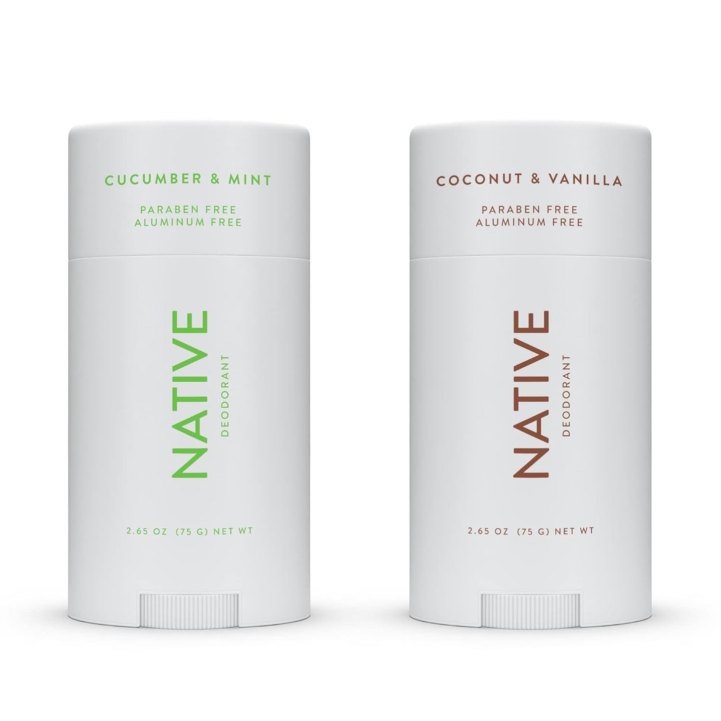 Native Deodorant | Natural Deodorant for Women and Men, Aluminum Free with Baking Soda, Probiotics, Coconut Oil and Shea Butter | Coconut & Vanilla and Cucumber & Mint - Variety Pack of 2