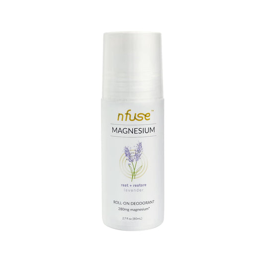 Natural Magnesium Roll-on Deodorant - Patented Magnesium Delivery Technology - Aromatherapeutic Essential Oils - Lavender: Relax + Restore