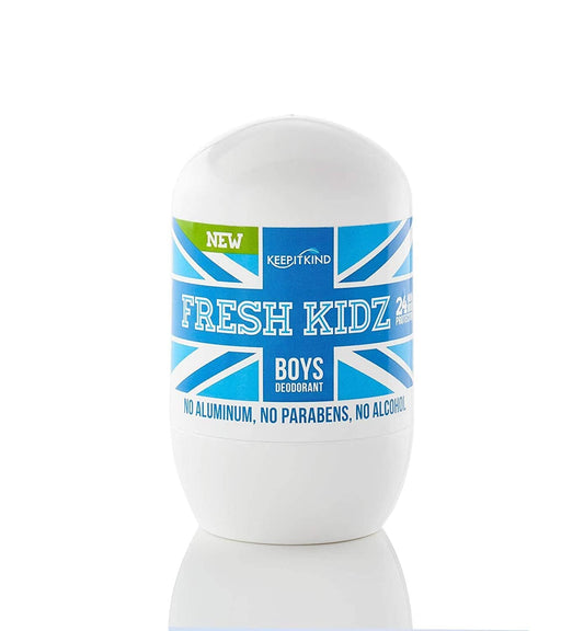Roll On Deodorant for Kids and Teens - Baking Soda and Aluminum-free 24 Hour Protection for Sensitive Skin - Boys "Blue" 1.86 fl.oz.