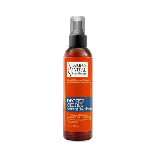 Deozein Cedrus Natural Deodorant Spray by Source Vital Apothecary | No Residue | Odor Control for Men, Women & Teens | Evergreen Woods Scent | Vegan & Made with Mineral Salts, Babassu Oil | 4.46 fl oz