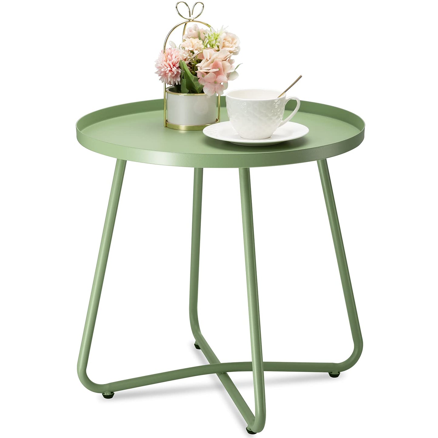 Outdoor Side Tables, Weather Resistant Steel Patio Small Round Outdoor Metal End Table