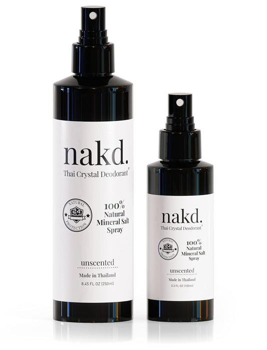 Spray – 2 Salt Deodorant Crystal Sprays, 8.45 FL oz. Regular + 3.3 FL oz. Travel Size – All Natural and Unscented Aluminum Free Deodorant for Women, Men, and Kids