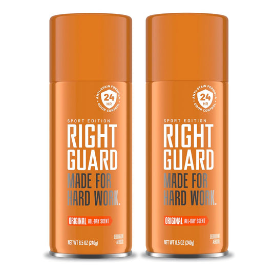 Right Guard Sport Deodorant Spray | Anti-Stain Spray Deodorant For Men | Aluminum Free | 24-Hour Odor Control | Original Scent, 8.5 oz. (2 count)