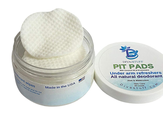 Pit Pads, Under Arm Refreshers, All Natural Deodorant, Aluminum Free, Watercress and Aloe Scent, 40 Pads, By Diva Stuff