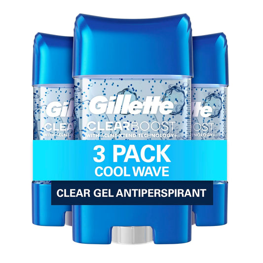 Gillette Antiperspirant Deodorant for Men, Cool Wave Scent, Clear Gel Power Beads , 2.85 oz (pack of 3)