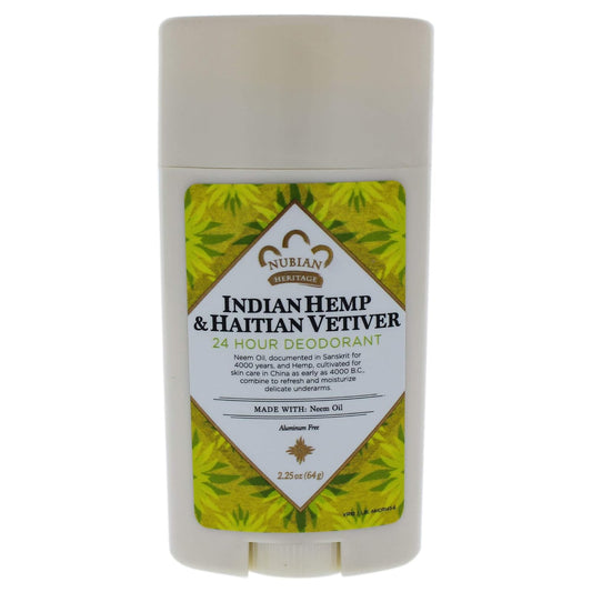 Nubian Heritage/Sundial Creations Indian Hemp and Haitian Deodorant, Vetiver with Neem Oil, 2.25 Ounce