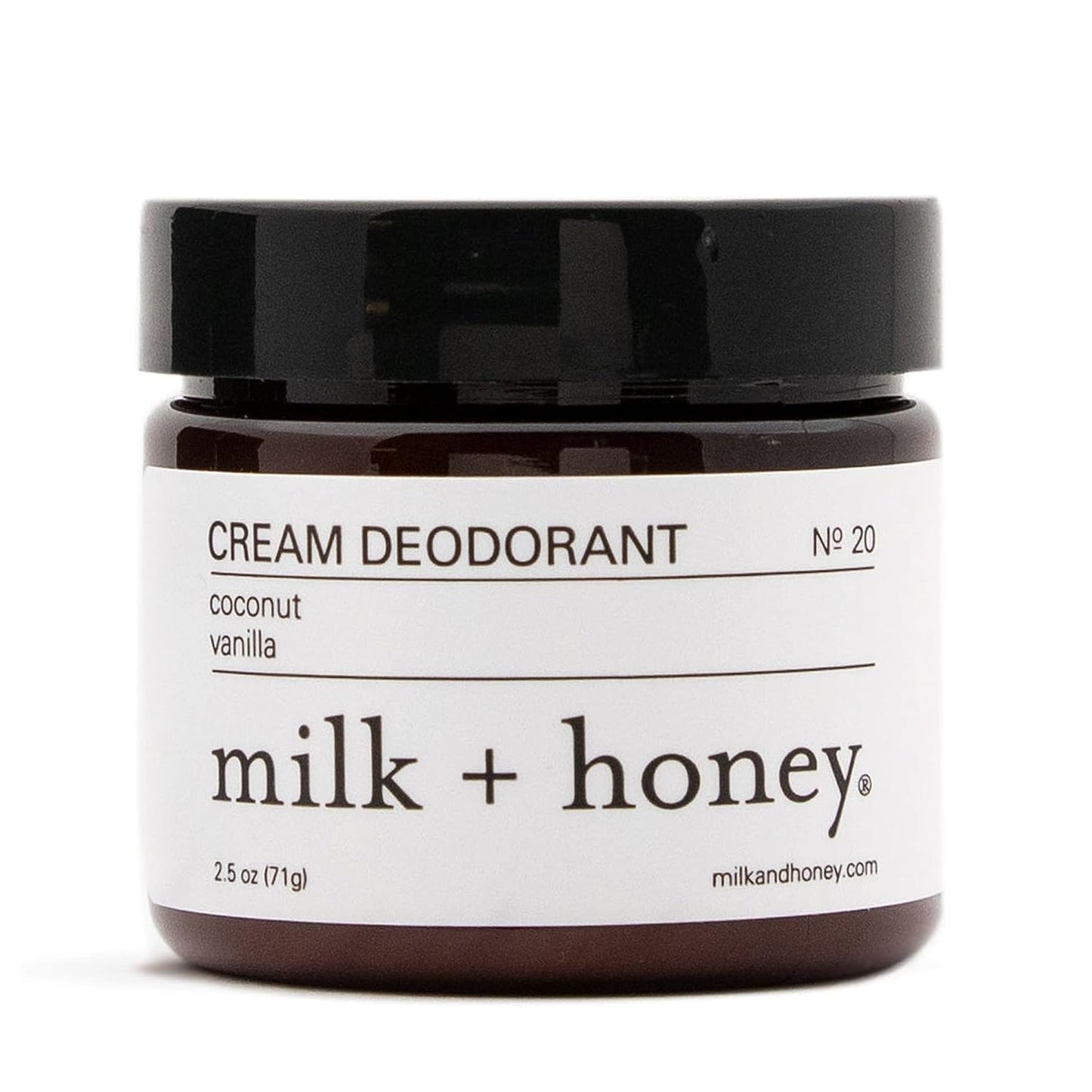 milk + honey Aluminum Free, Cream Deodorant, No. 20, with Coconut, and Vanilla, Natural Deodorant for Women and Men, 2.5 Ounce