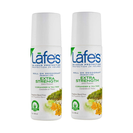 Lafe's Natural Deodorant | 3oz Roll-On Aluminum Free Natural Deodorant for Men & Women | Paraben Free & Baking Soda Free with 24-Hour Protection | Extra Strength - Coriander & Tea Tree