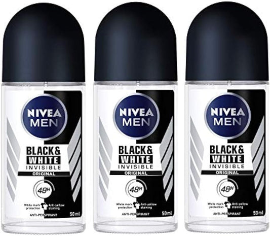 Nivea for Men Deodorant Roll On 1.69 Oz (Invisible B&W Power) Pack of 3