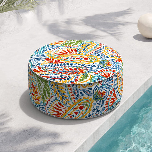 Indoor/Outdoor Inflatable Ottoman D21 x H9 inch, Round Footstool Inflatable Foot Rest Ottoman