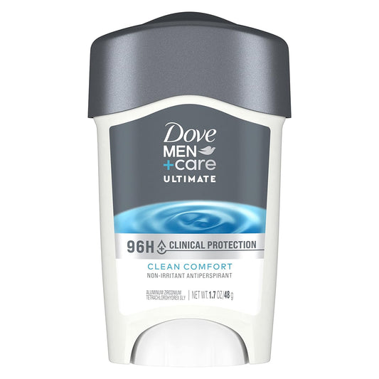 DOVE MEN + CARE Clinical Protection Antiperspirant Clean Comfort Stick for Men 96-Hour Sweat and Odor Protection Clinical Strength Antiperspirant with 1/4 Moisturizing Cream,1.7 Ounce (Pack of 1)
