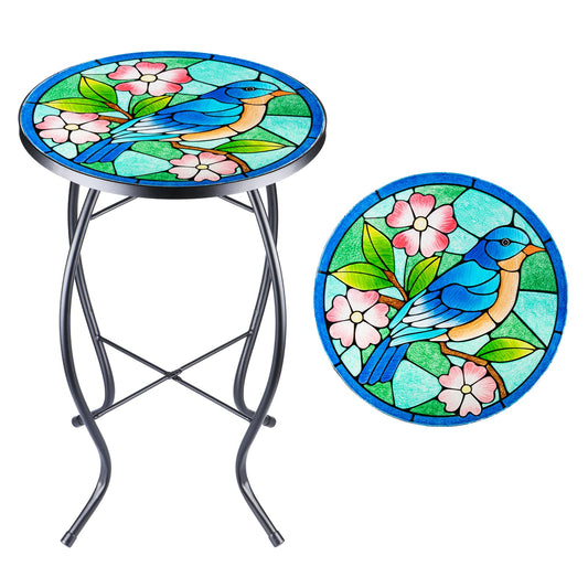 Patio Side Table Outdoor Accent Table Bistro Coffee Table Plant End Table Small Porch Table