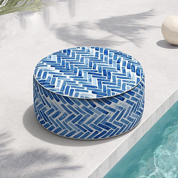 Indoor/Outdoor Inflatable Ottoman D21 x H9 inch, Round Footstool Inflatable Foot Rest Ottoman