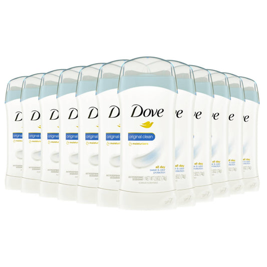 Dove Original Clean Invisible Solid Antiperspirant  Deodorant  2.6Oz  - 12 Pack