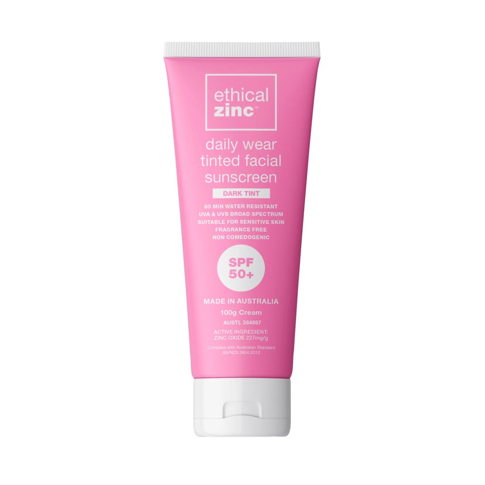 ETHICAL ZINC Daily Wear Tinted Facial Sunscreen Dark Tint SPF 50+ - 100g