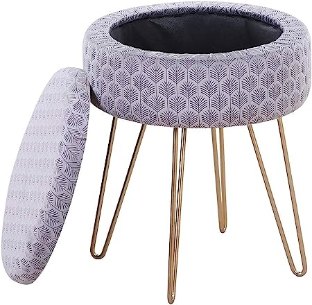 Cpintltr Velvet Storage Ottoman Round Footrest Stool Multifunctional Upholstered Ottoman Modern Accent Vanity Stools Tray Top Coffee Table