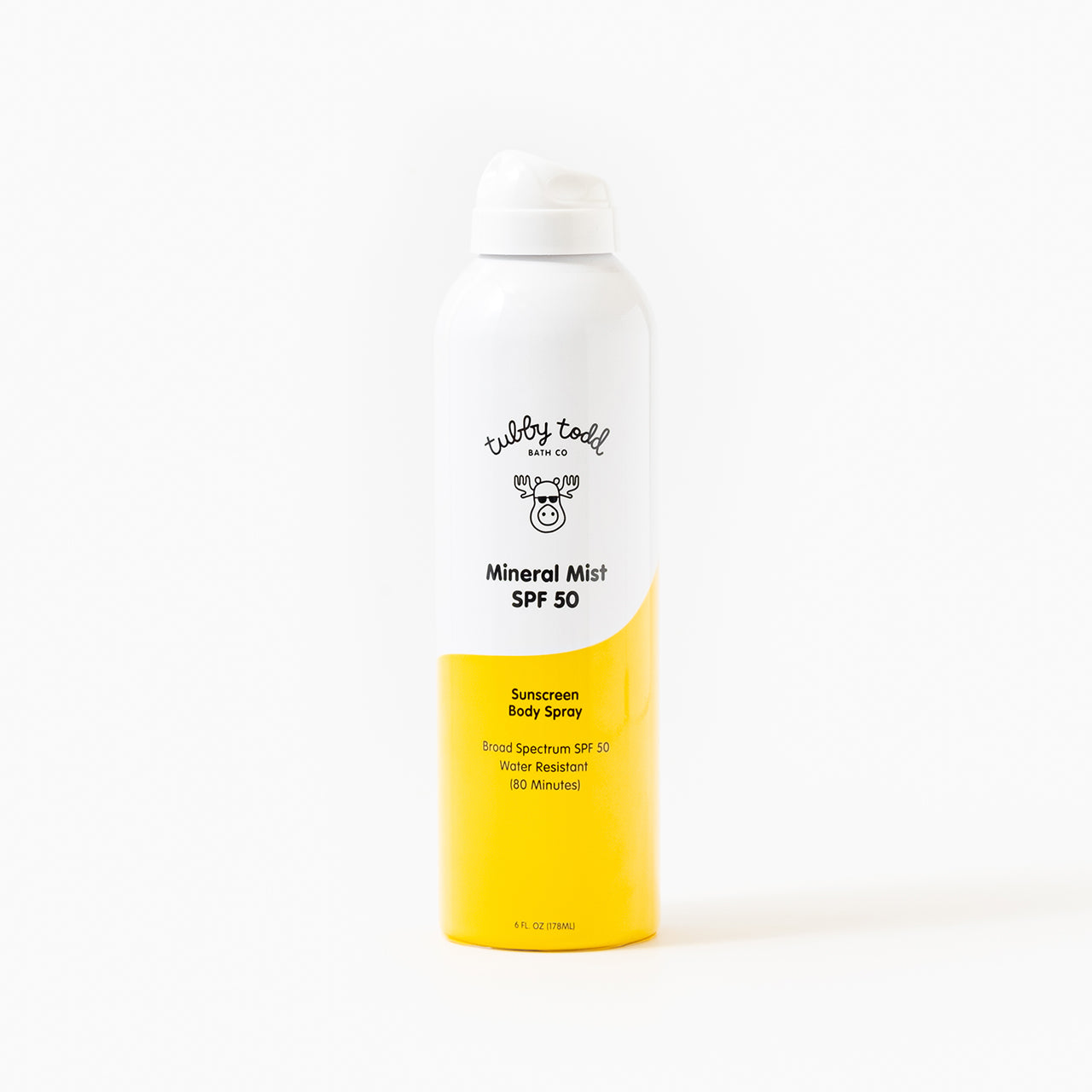 Front of Mineral Mist spray bottle standing on the white background.