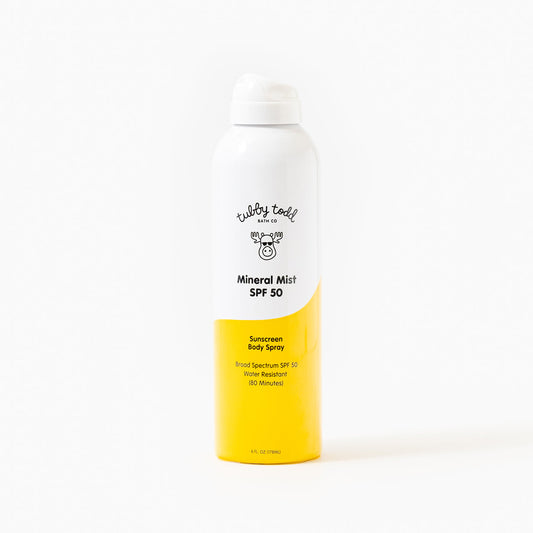 Front of Mineral Mist spray bottle standing on the white background.