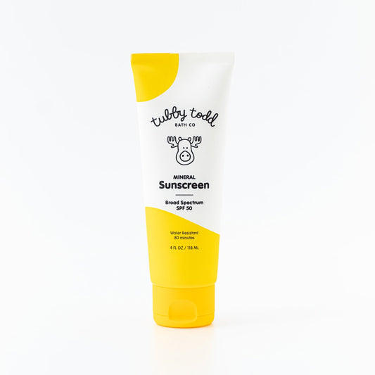 Mineral Sunscreen bottle on white background