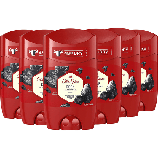 Old Spice Stick Antiperspirant & Deodorant  Rock With  Charcoal - 1.7 oz/ 50 ml -  6 pack