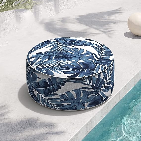 Indoor/Outdoor Inflatable Ottoman D21 x H9 inch, Round Footstool Inflatable Foot Rest Ottoman