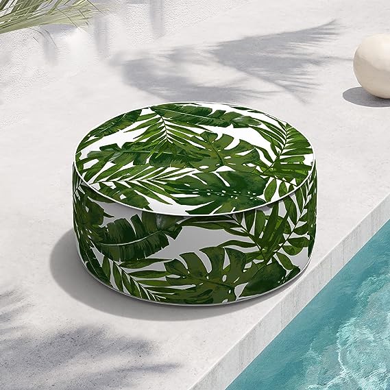 Indoor/Outdoor Inflatable Ottoman D21 x H9 inch, Round Footstool Inflatable Foot Rest Ottoman