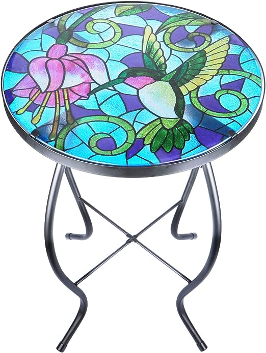 Patio Side Table Outdoor Accent Table Bistro Coffee Table Plant End Table Small Porch Table