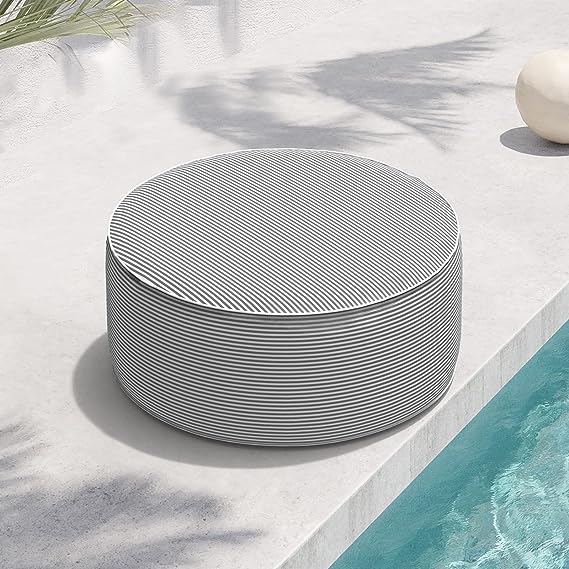 Indoor/Outdoor Inflatable Ottoman D21 x H9 inch, Round Footstool Inflatable Foot Rest Ottoman