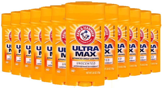 Arm & Hammer  Deodorant UltraMax Invisible Solid Unscented, 2.6 oz - 12 Pack