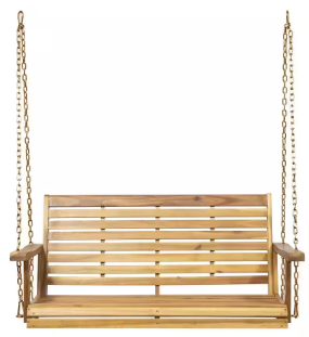 Noble House Tasmania 49.50 in. 2-Person Teak Brown Wood Porch Swing - $85