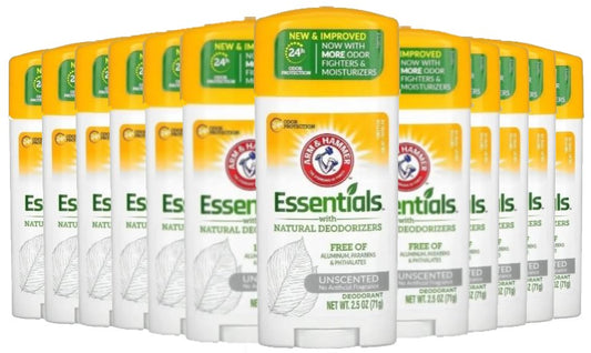 Arm & Hammer Essentials Natural Deodorant Unscented  2.5 oz -  12 Pack