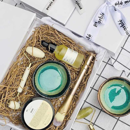 purple marble face mask gift set